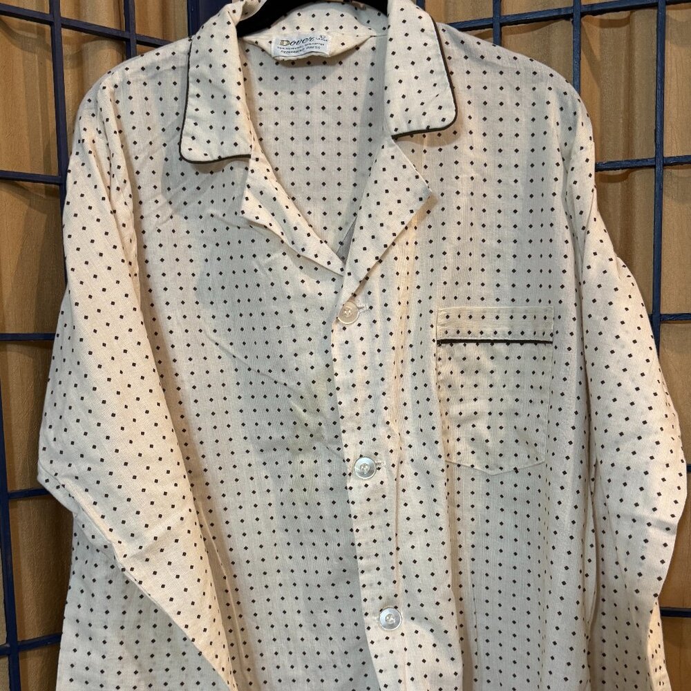Dover Polka Dot Pajama Top Vintage Inspired Retro Sleep Shirt L